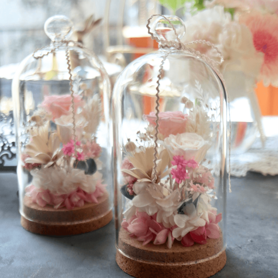 コピー：コルクガラスドーム＊可愛い和花で〜ミニバラの小さなお花畑 ＊プリザーブドフラワー／フラワーギフト・お供え【受注制 | 4枚目