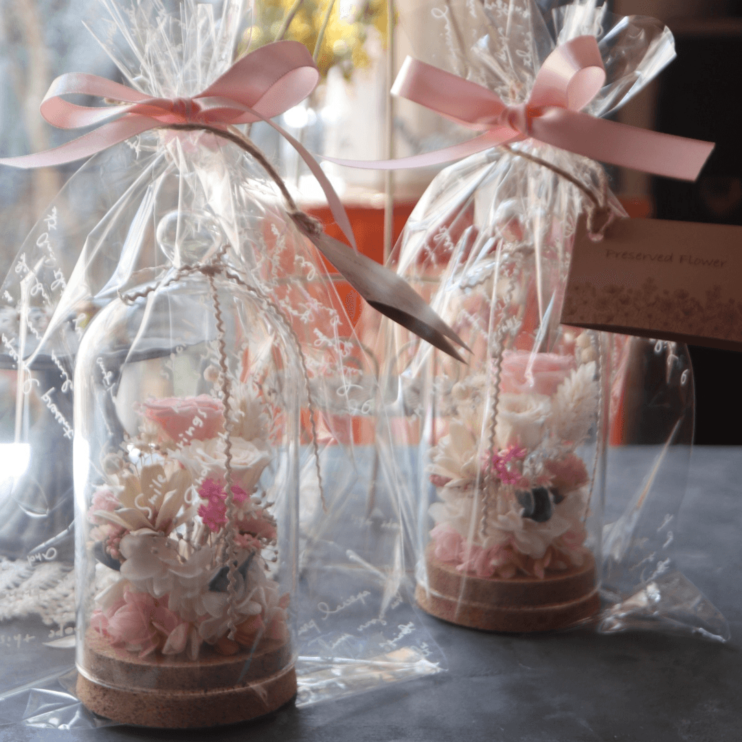 コピー：コルクガラスドーム＊可愛い和花で〜ミニバラの小さなお花畑 ＊プリザーブドフラワー／フラワーギフト・お供え【受注制 | 6枚目
