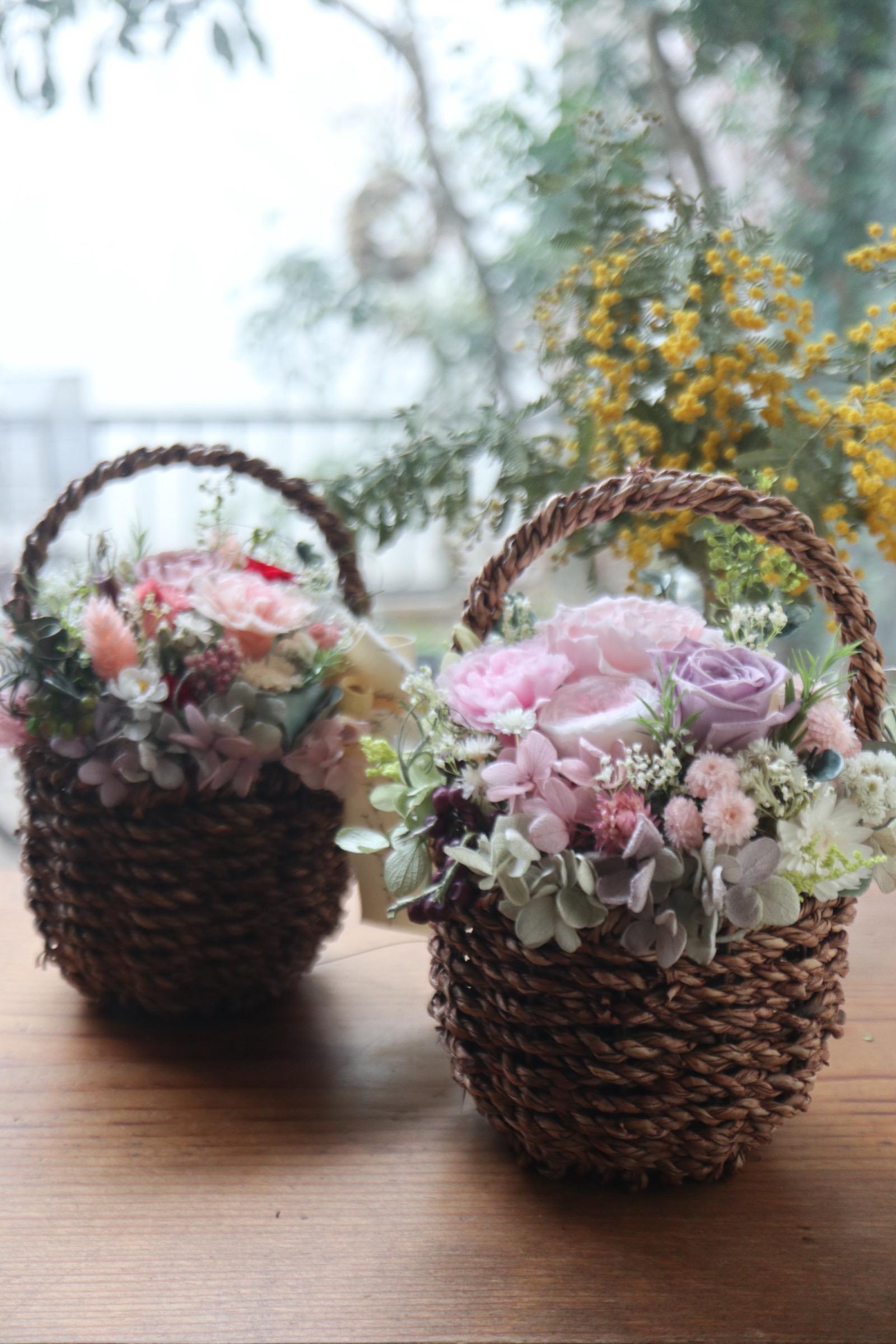 プリザーブドフラワー草花のナチュラルアレンジ🧺［受注制作］［敬老の日＊母の日＊フラワーギフト＊大人可愛いアレンジ］ | 3枚目