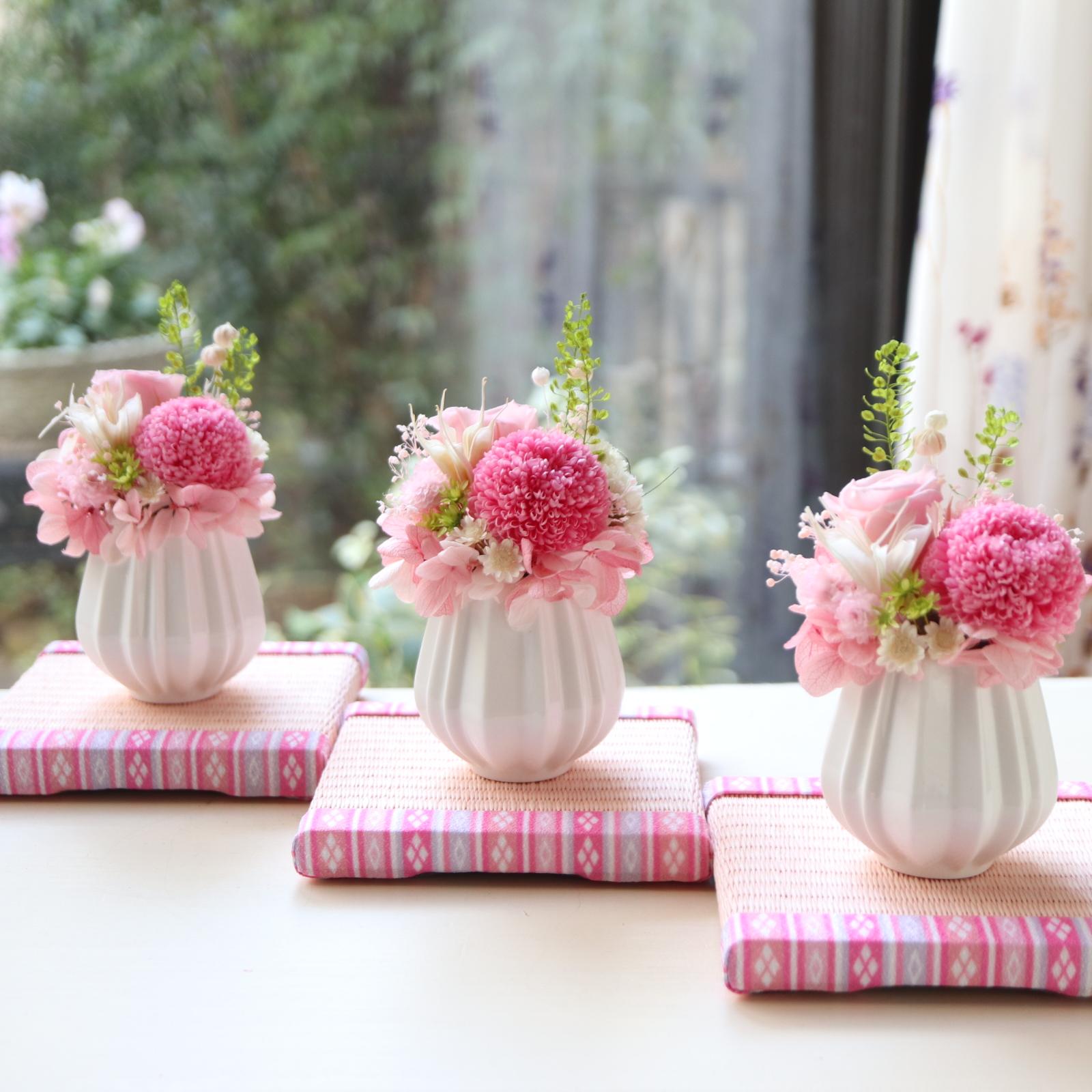 おひな祭り＊ミニ畳セット・プリザーブドフラワー＊雫ss【桃の節句・初節句・フラワーギフト・母の日・敬老の日】 | 5枚目