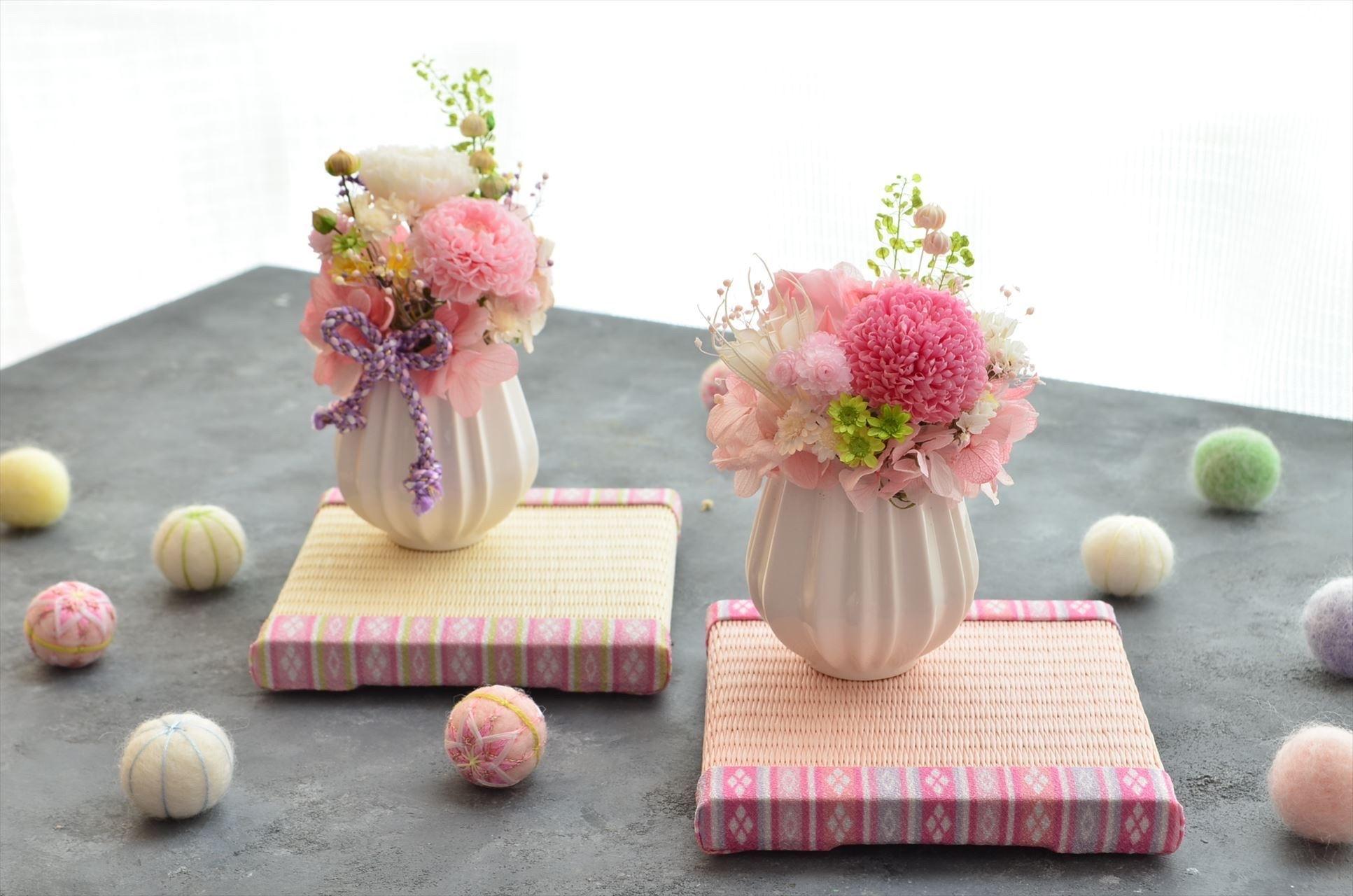 おひな祭り＊ミニ畳セット・プリザーブドフラワー＊雫ss【桃の節句・初節句・フラワーギフト・母の日・敬老の日】 | 6枚目