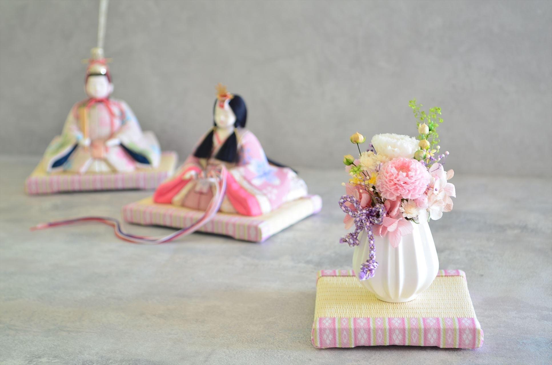 おひな祭り＊ミニ畳セット・プリザーブドフラワー＊雫ss【桃の節句・初節句・フラワーギフト・母の日・敬老の日】 | 6枚目